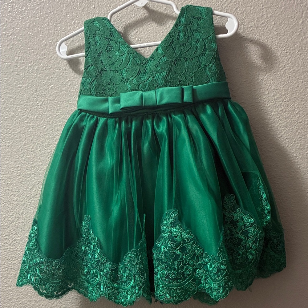Elegant Green Lace Kids Dress